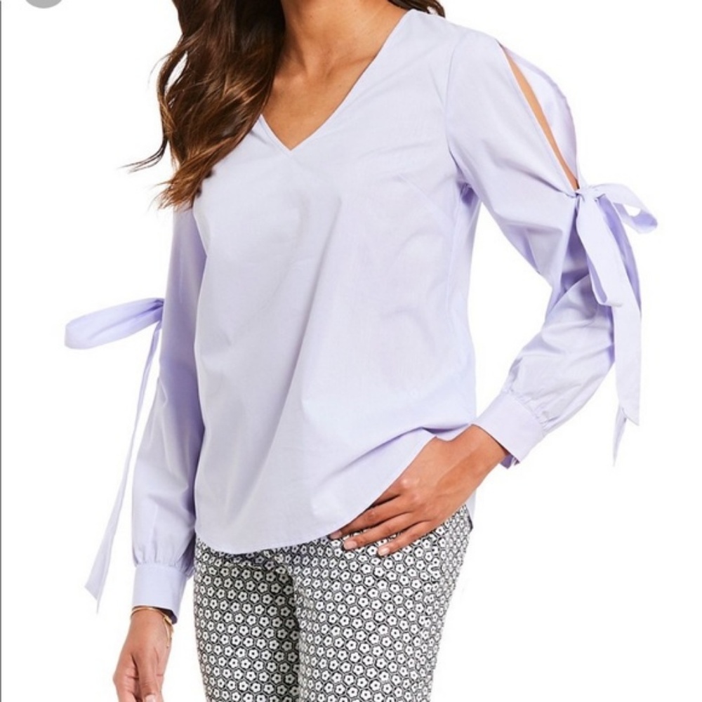 Micheal Kors Tie Sleeve Cotton Blouse M